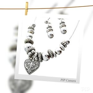 Silver Heart Necklace Set